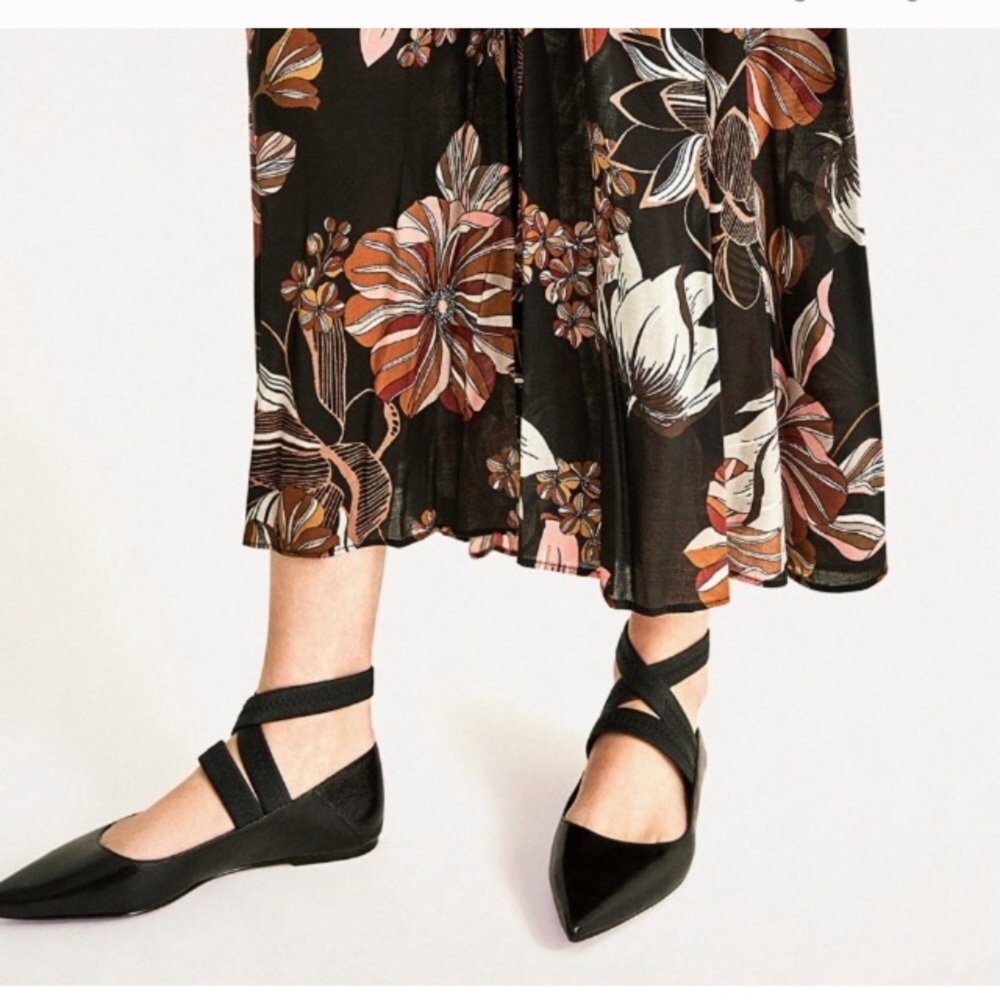 ZARA 100% LEATHER POINT TOE BALLET FLATS BRAND NEW